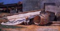 Niño en un astillero también conocido como Niño con barriles Realismo Winslow Homer